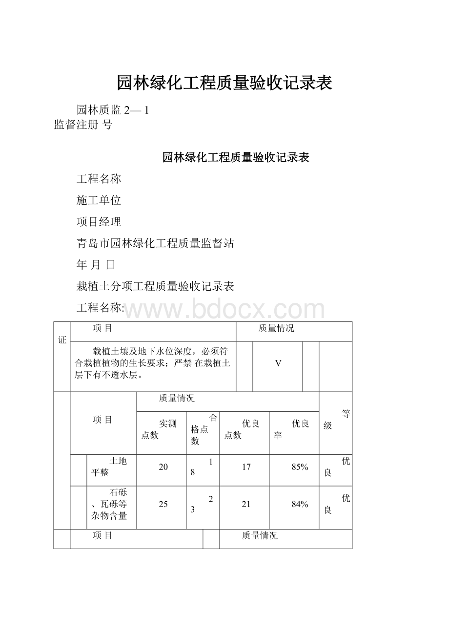 园林绿化工程质量验收记录表.docx