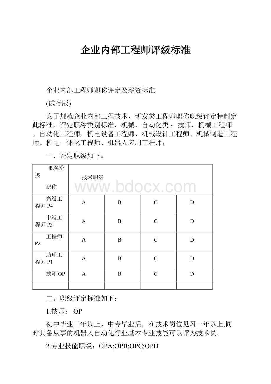 企业内部工程师评级标准.docx