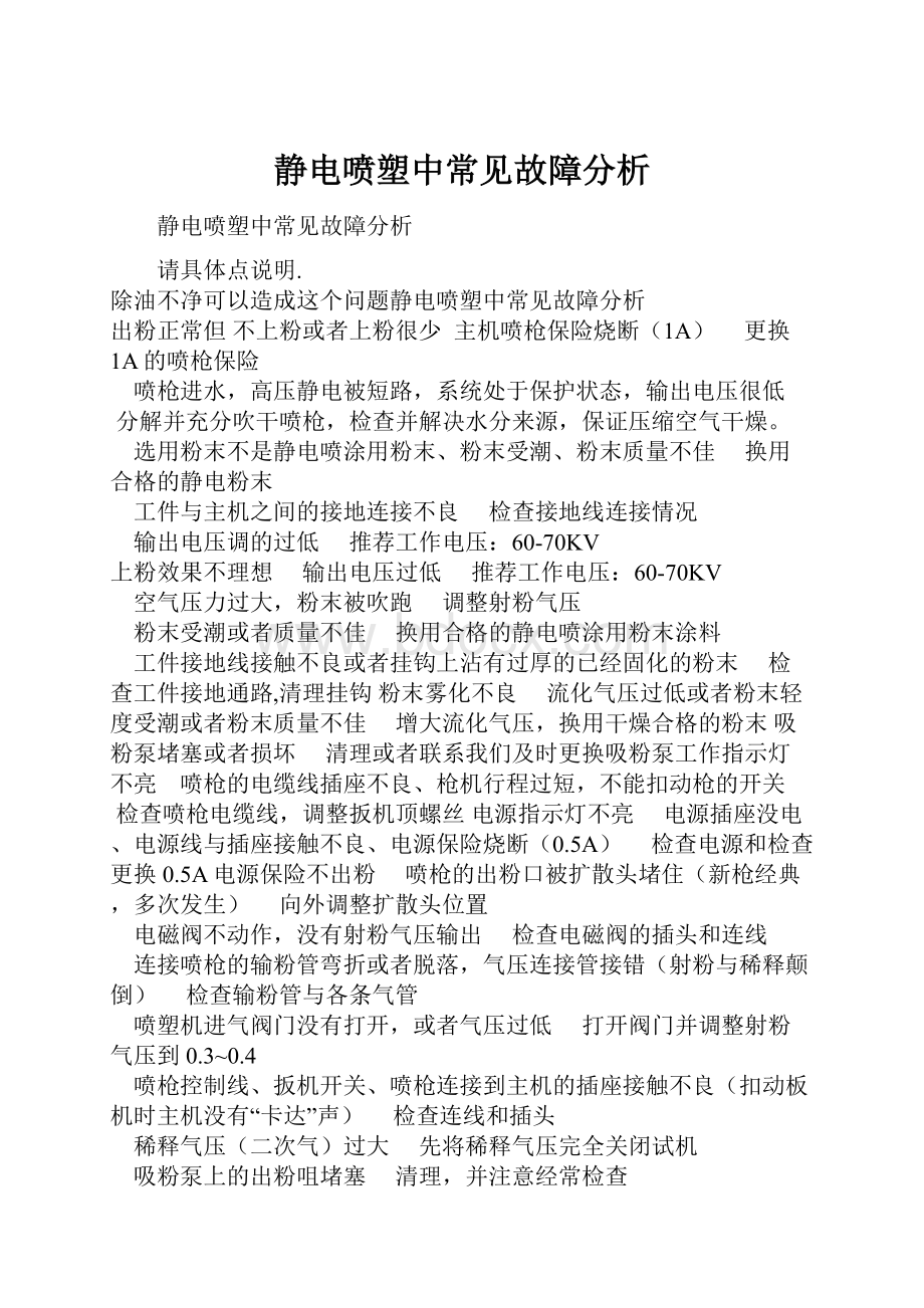 静电喷塑中常见故障分析.docx_第1页