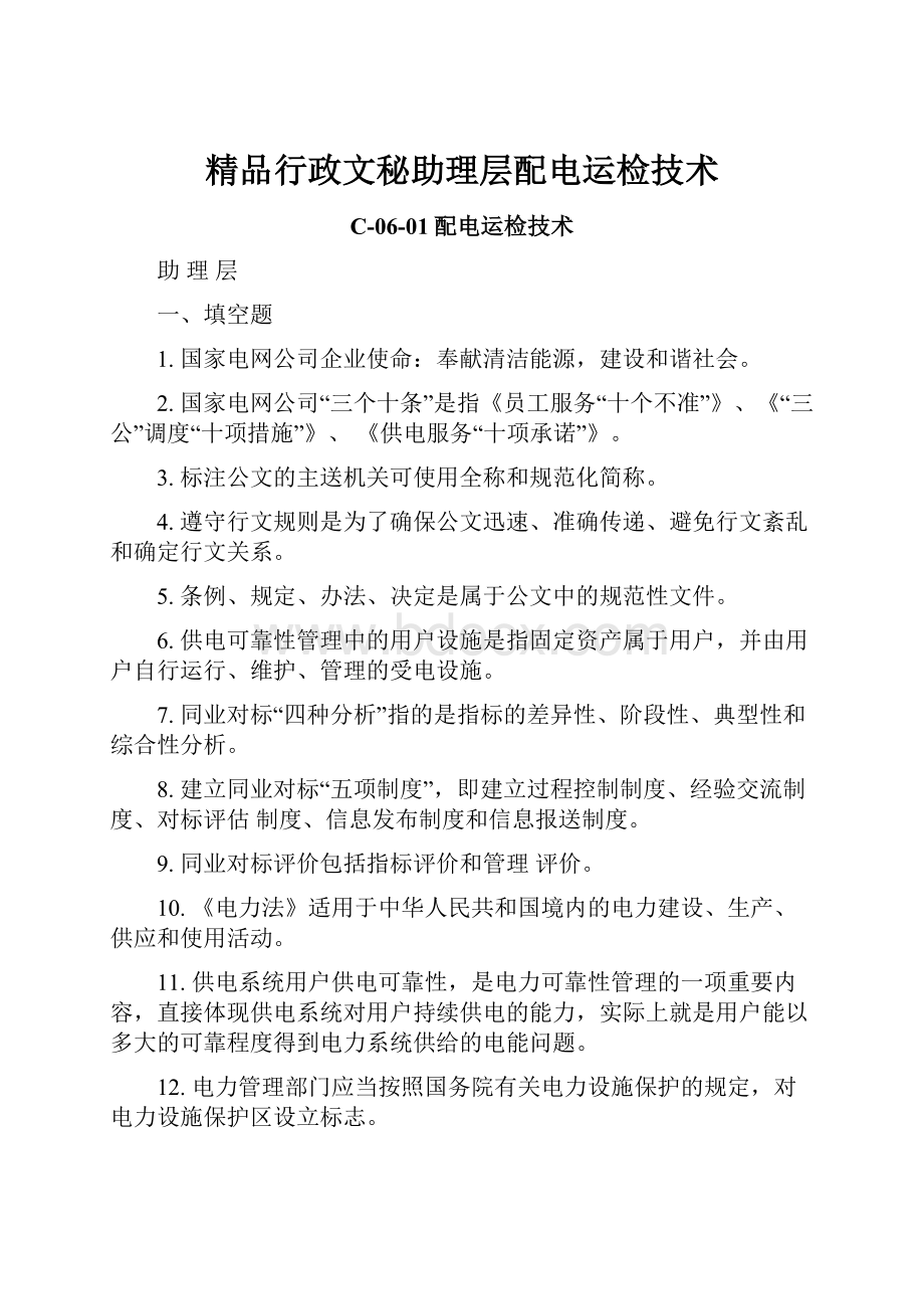 精品行政文秘助理层配电运检技术.docx_第1页