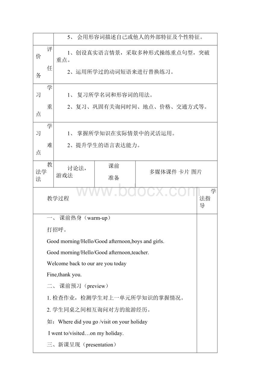 新版PEP六年级英语下册Recycle表格教案.docx_第2页