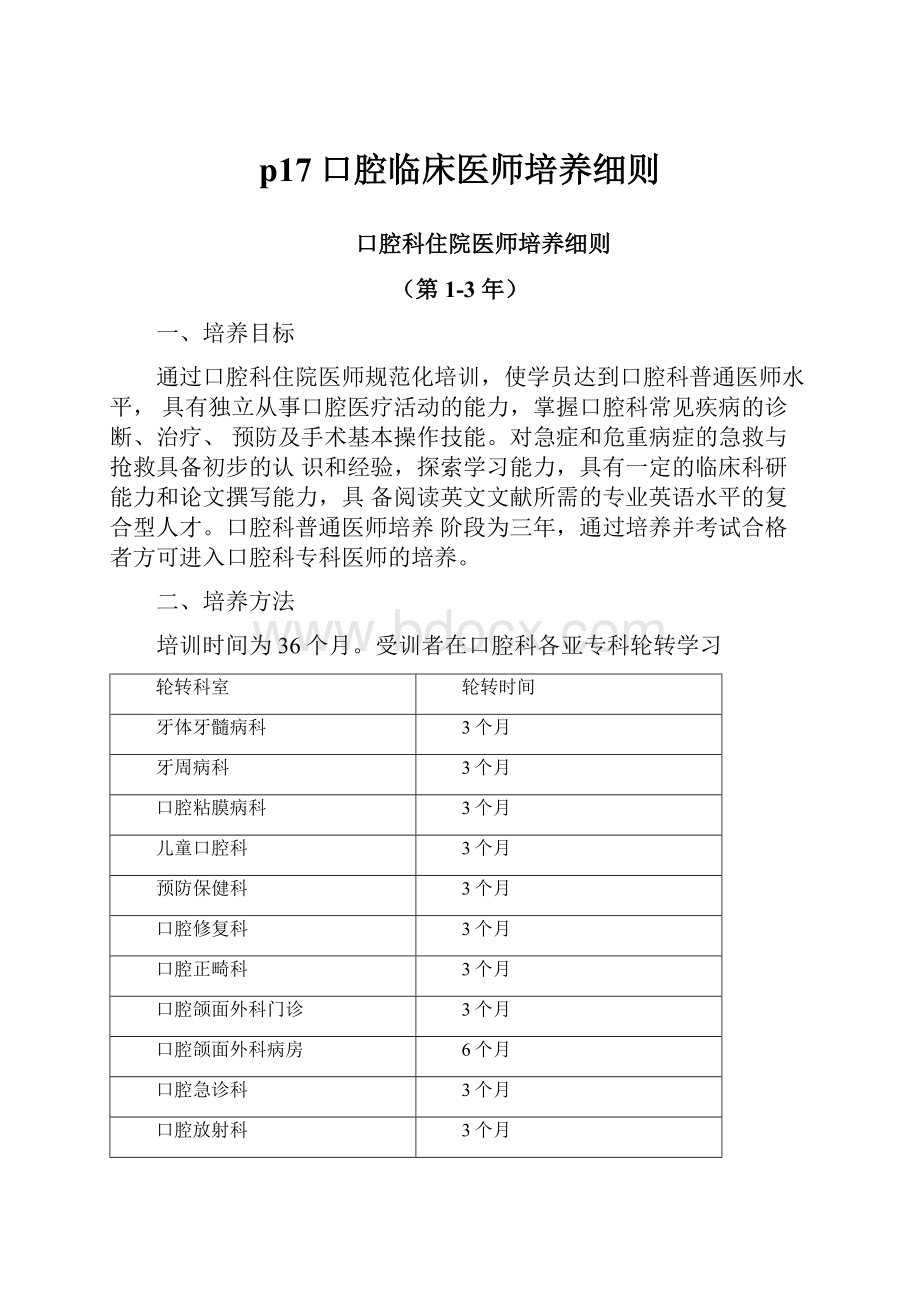 p17口腔临床医师培养细则.docx