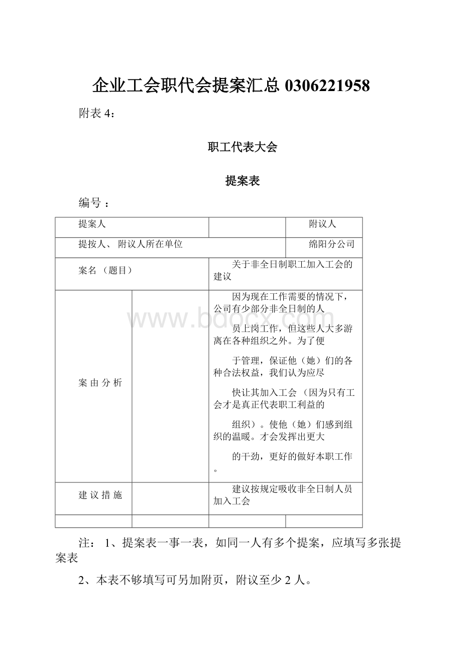 企业工会职代会提案汇总0306221958.docx