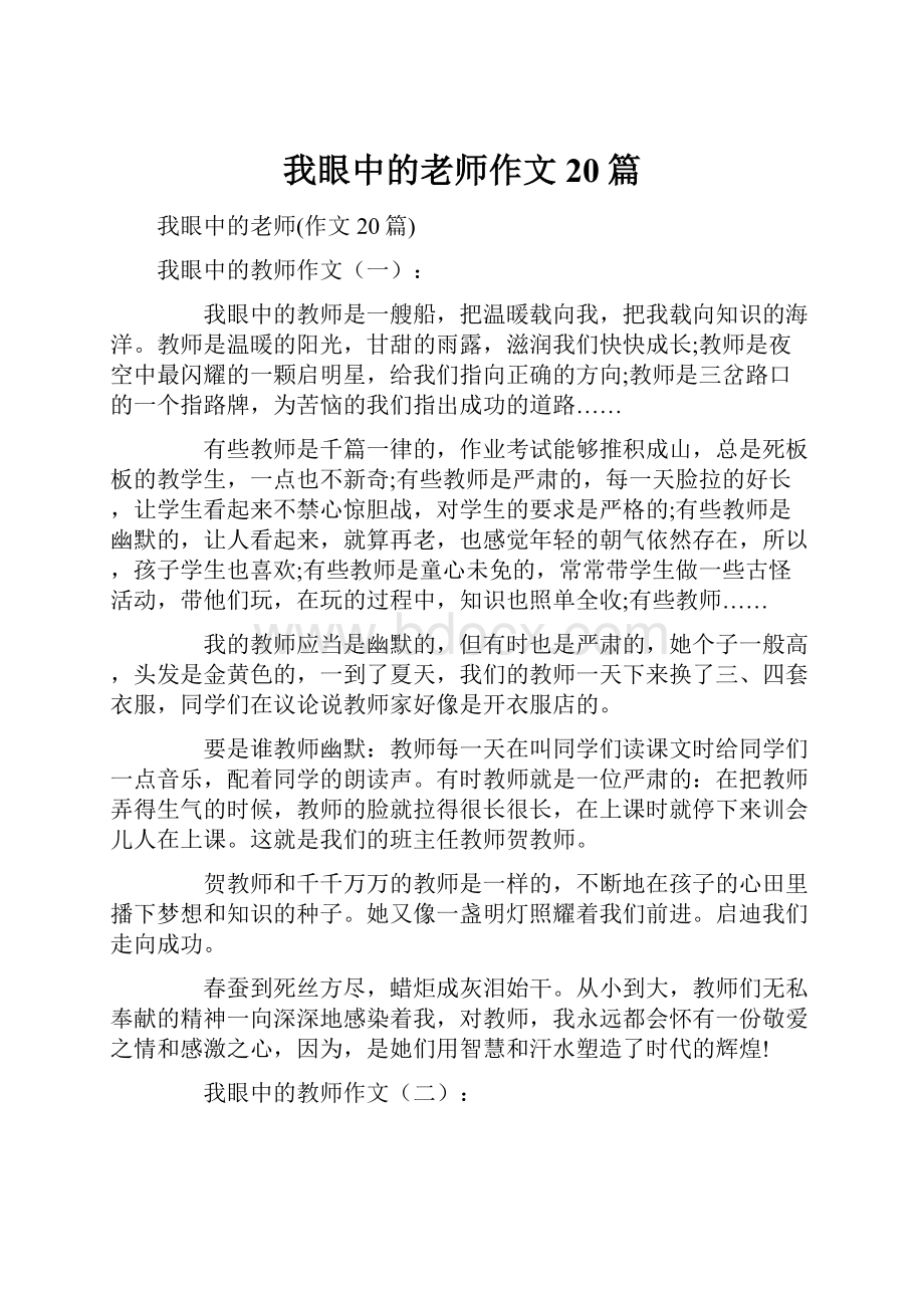 我眼中的老师作文20篇.docx