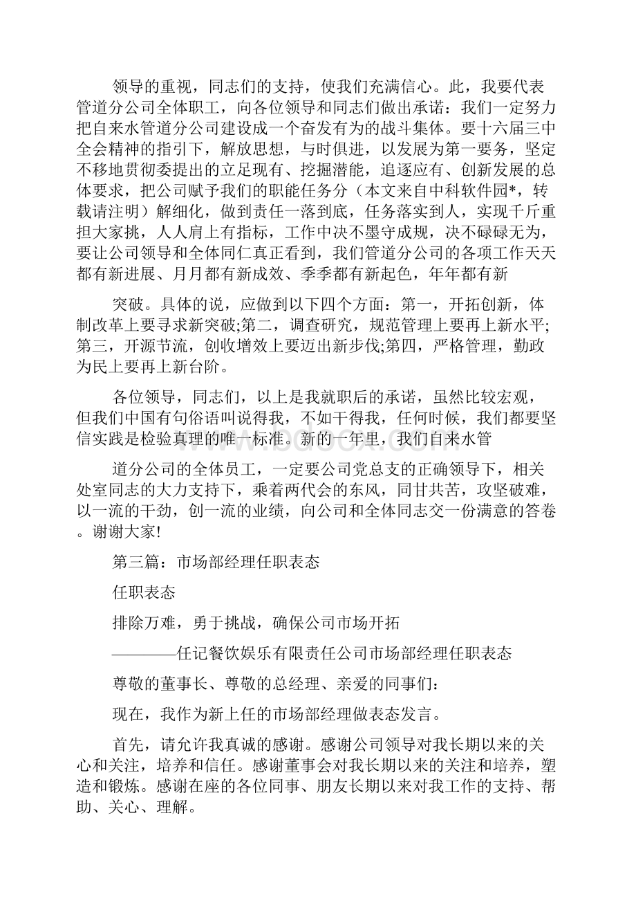 最新销售经理任职表态发言多篇演讲讲话致辞.docx_第3页