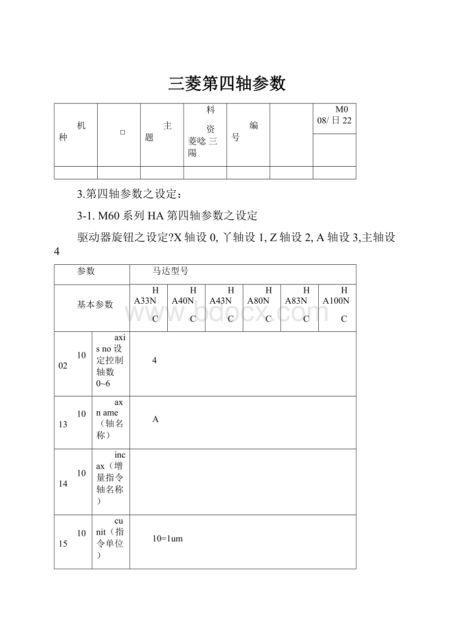 三菱第四轴参数.docx