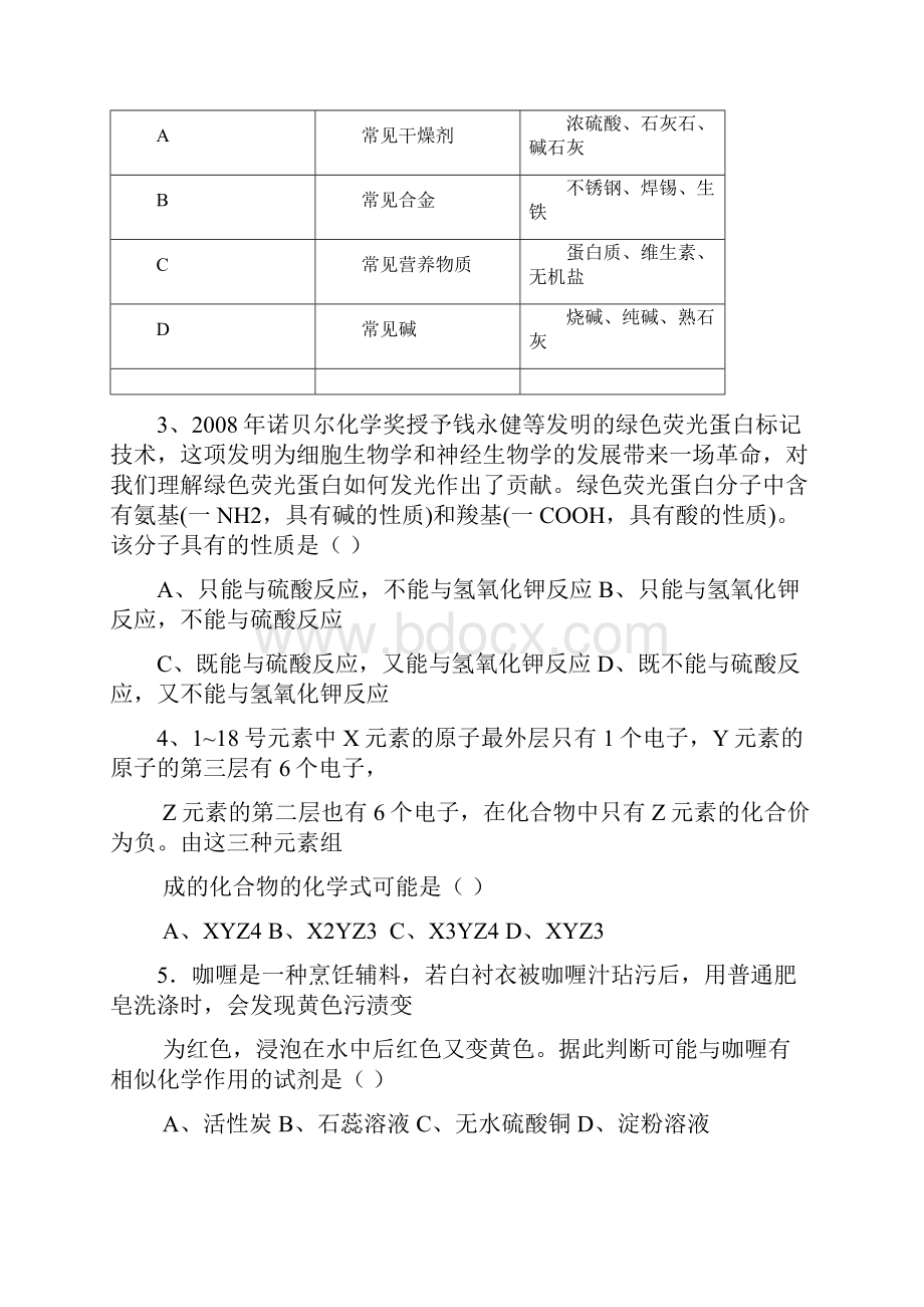 全国初中化学素质和实验能力竞赛.docx_第2页