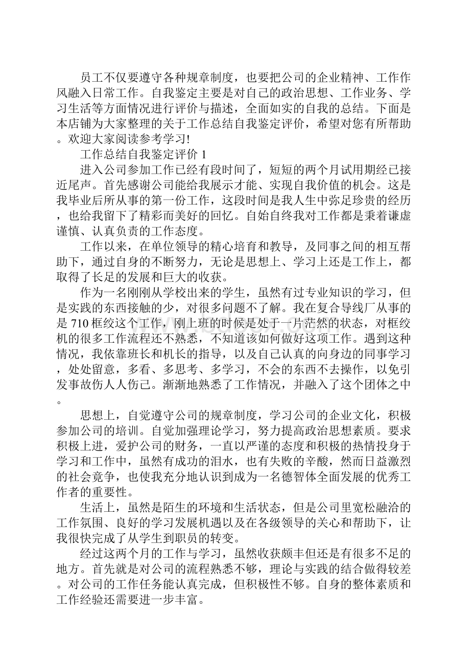 工作总结自我鉴定评价.docx_第2页