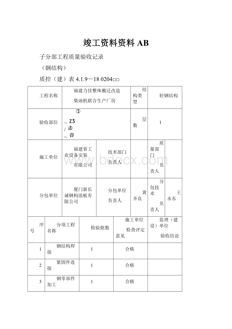 竣工资料资料AB.docx