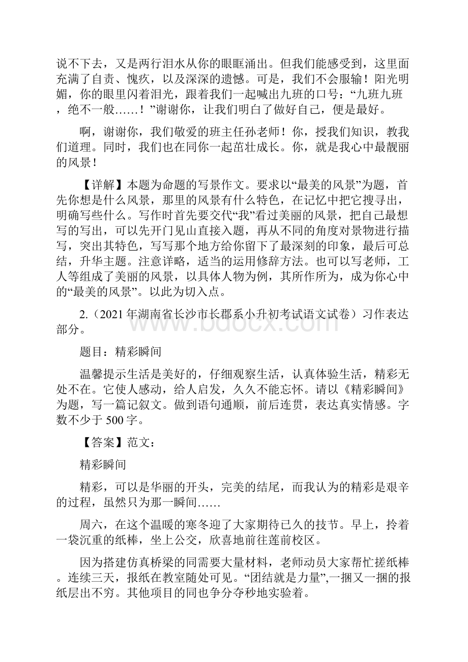 小学语文人教部编版小升初真卷分类卷 专题九写作.docx_第2页