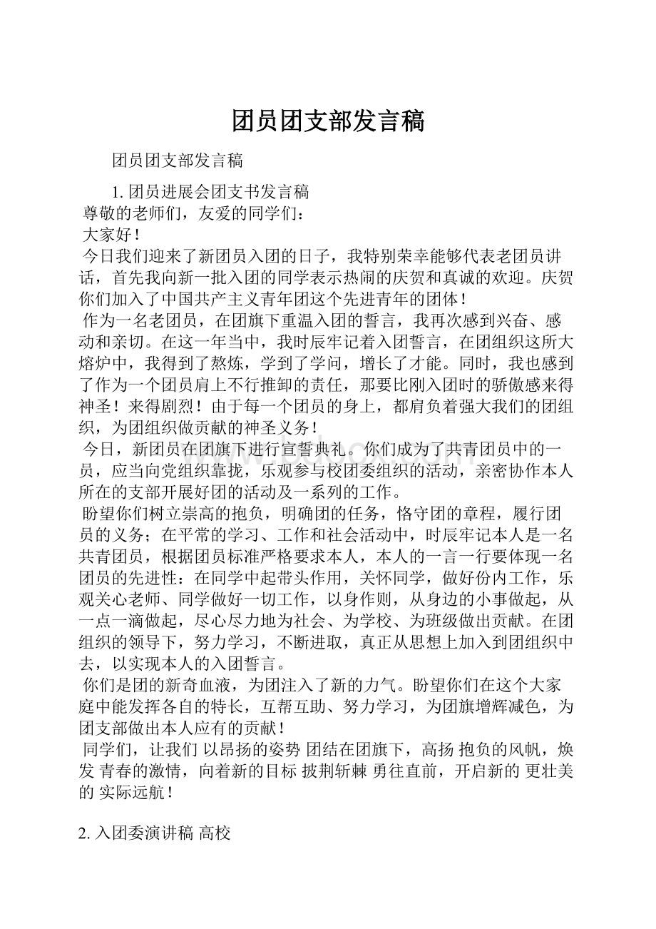 团员团支部发言稿.docx_第1页