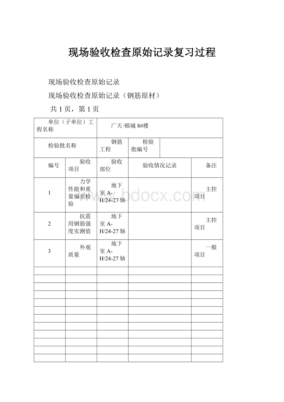 现场验收检查原始记录复习过程.docx