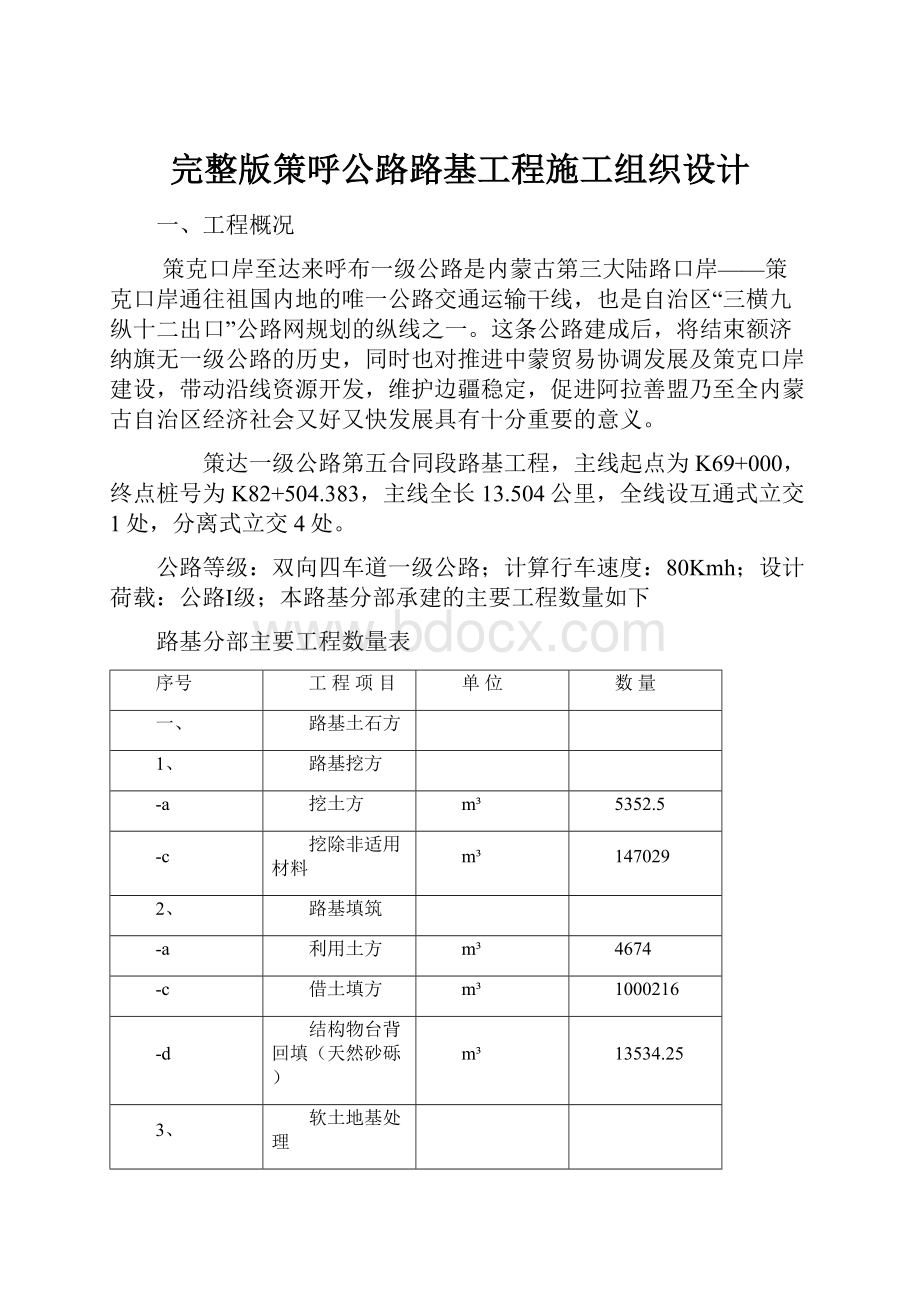 完整版策呼公路路基工程施工组织设计.docx_第1页