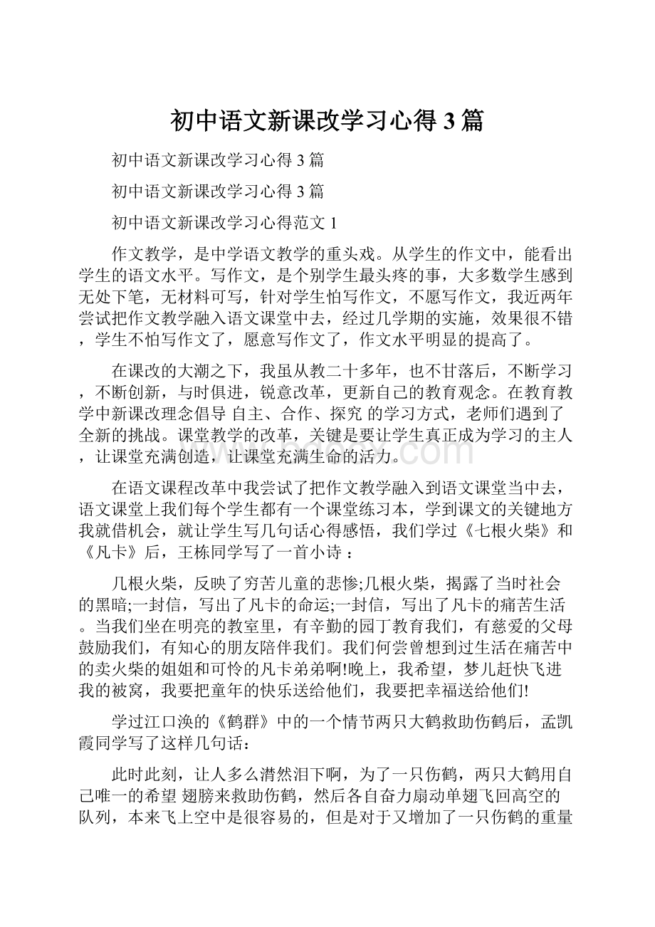 初中语文新课改学习心得3篇.docx