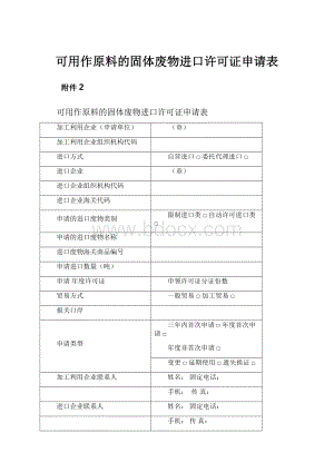 可用作原料的固体废物进口许可证申请表.docx