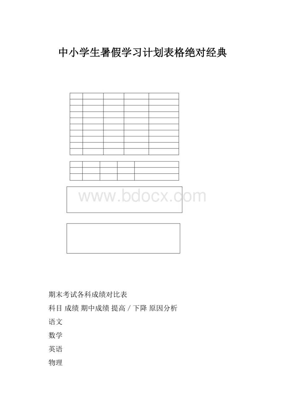 中小学生暑假学习计划表格绝对经典.docx