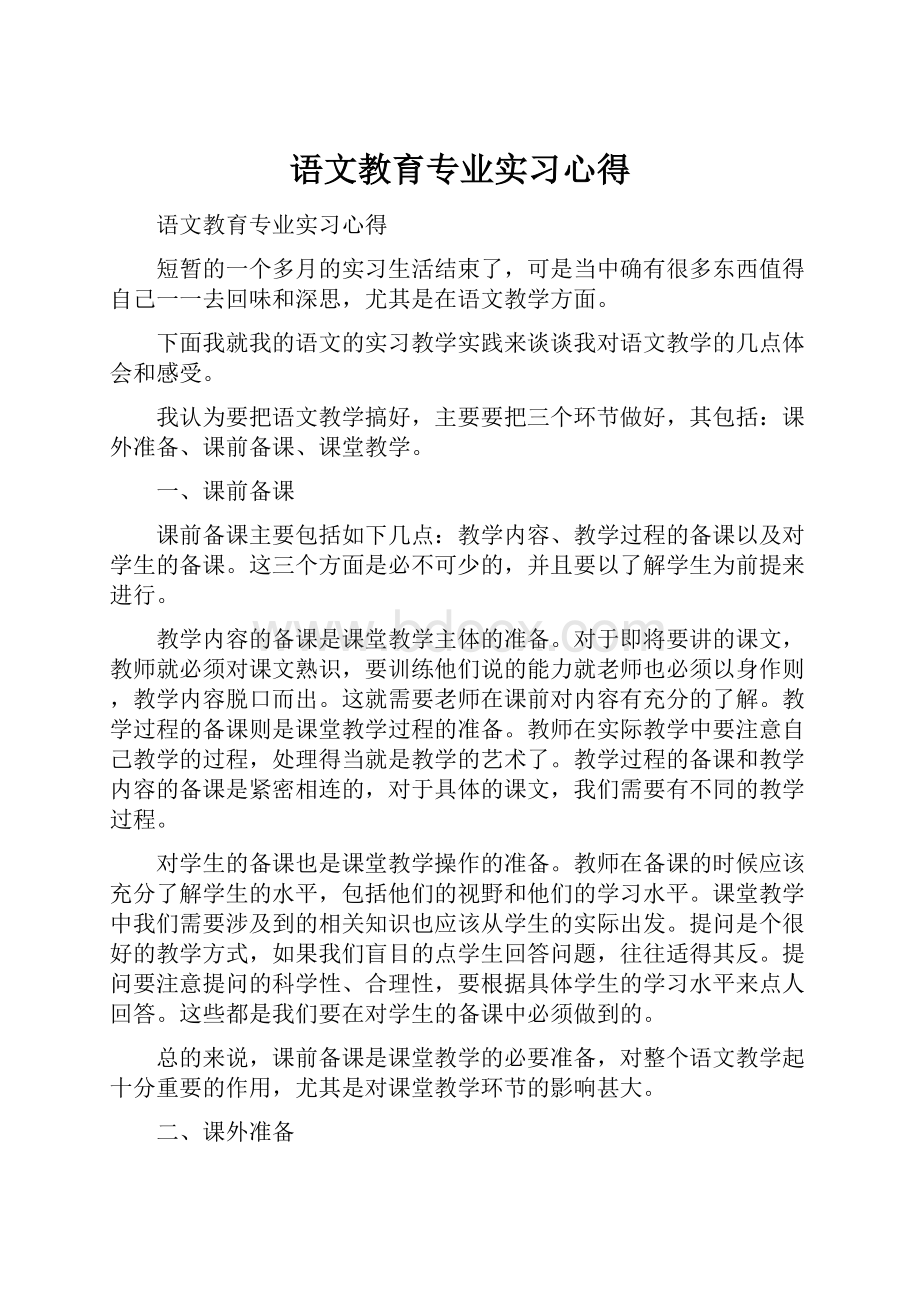 语文教育专业实习心得.docx