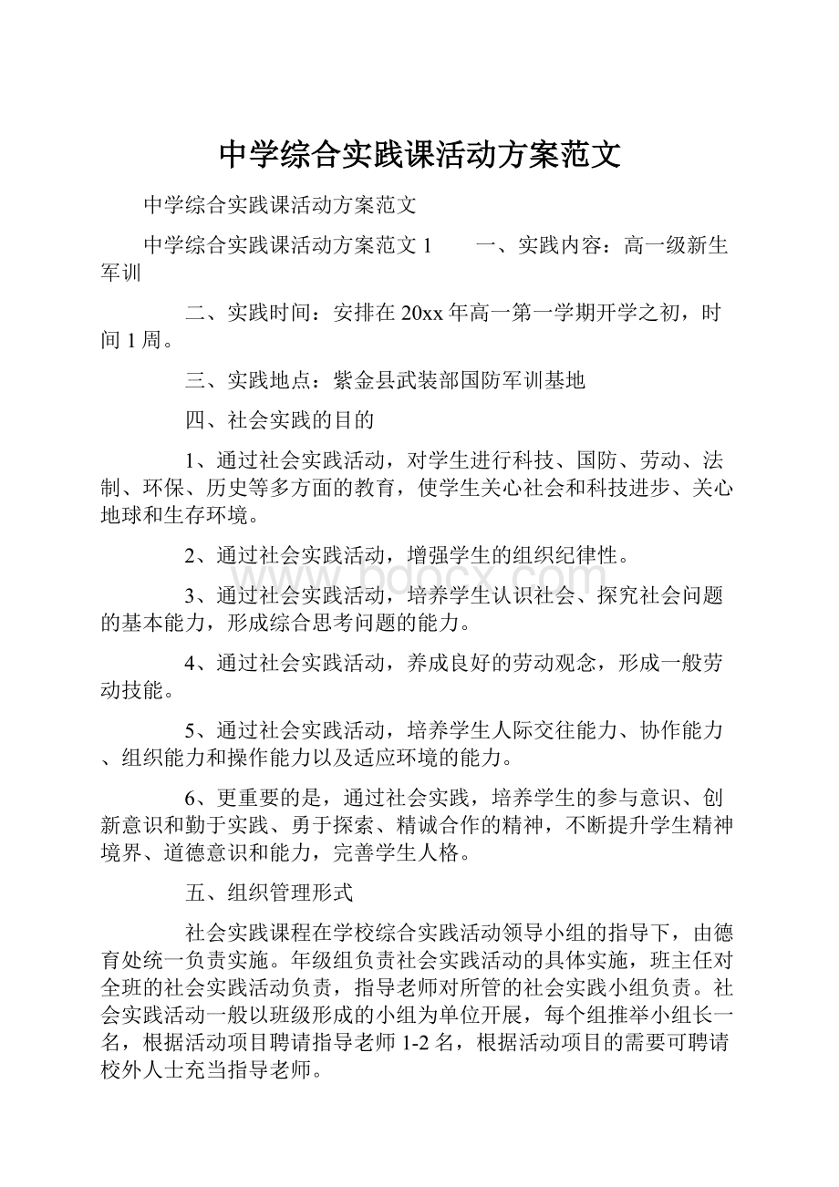 中学综合实践课活动方案范文.docx