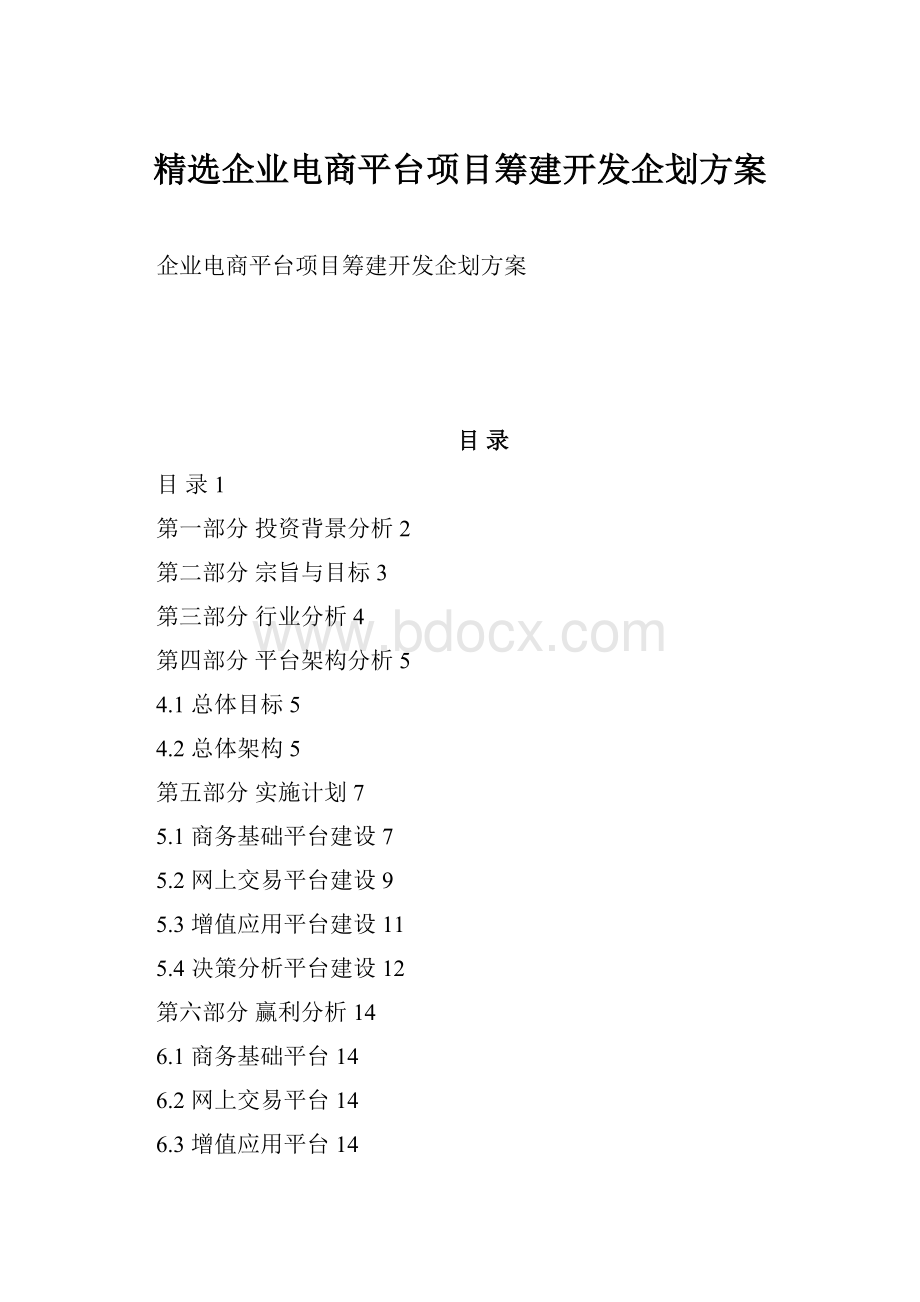 精选企业电商平台项目筹建开发企划方案.docx