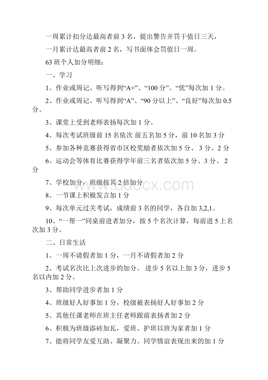 初中班级管理之班规制度加减分规则.docx_第3页