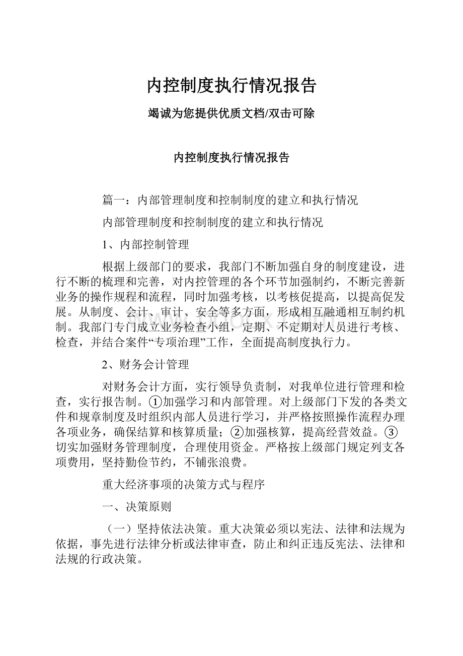 内控制度执行情况报告.docx