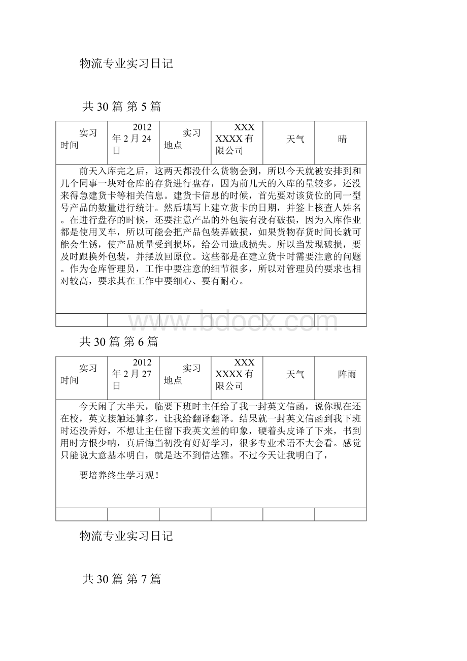 物流专业实习日记30篇讲解.docx_第3页