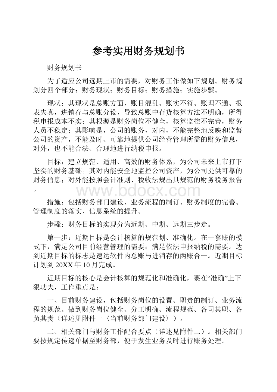 参考实用财务规划书.docx_第1页