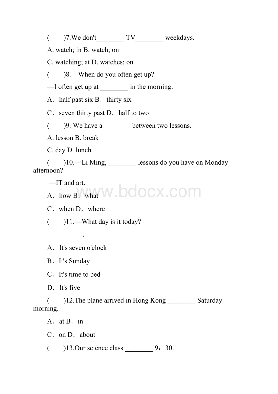 七年级英语上册Module5Myschoolday单元测试题新版外研版.docx_第2页