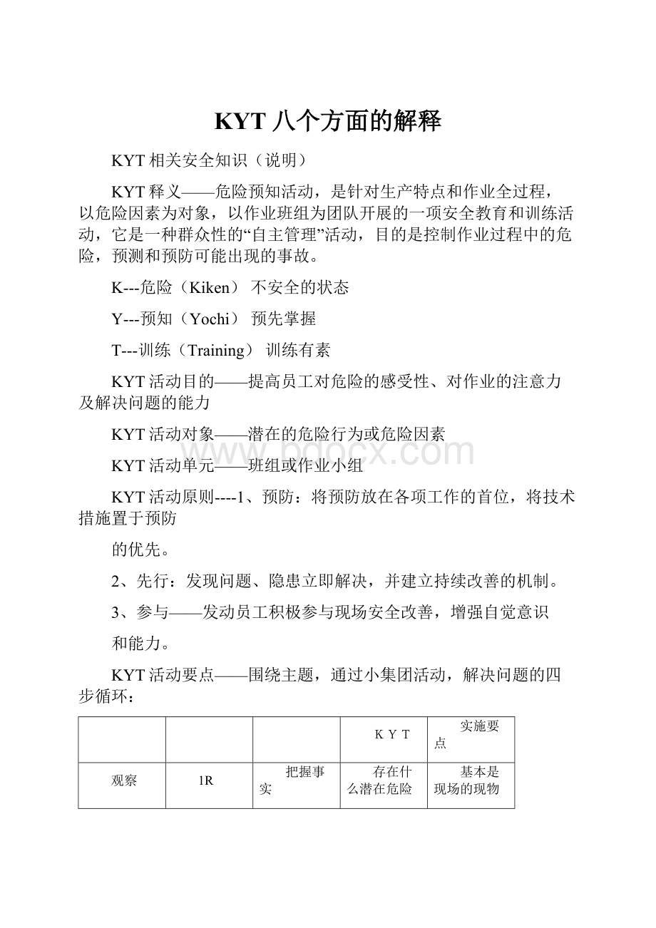 KYT八个方面的解释.docx