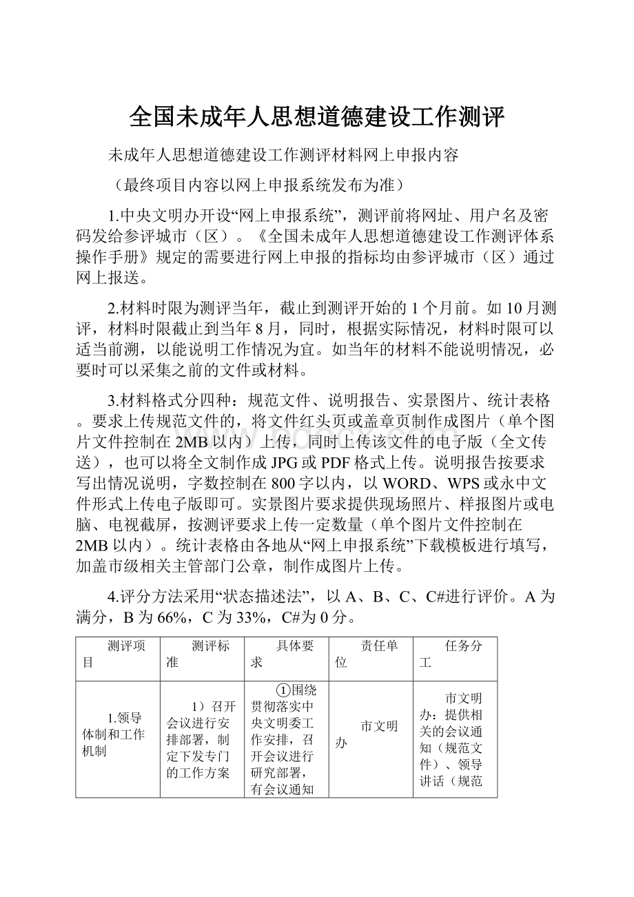 全国未成年人思想道德建设工作测评.docx