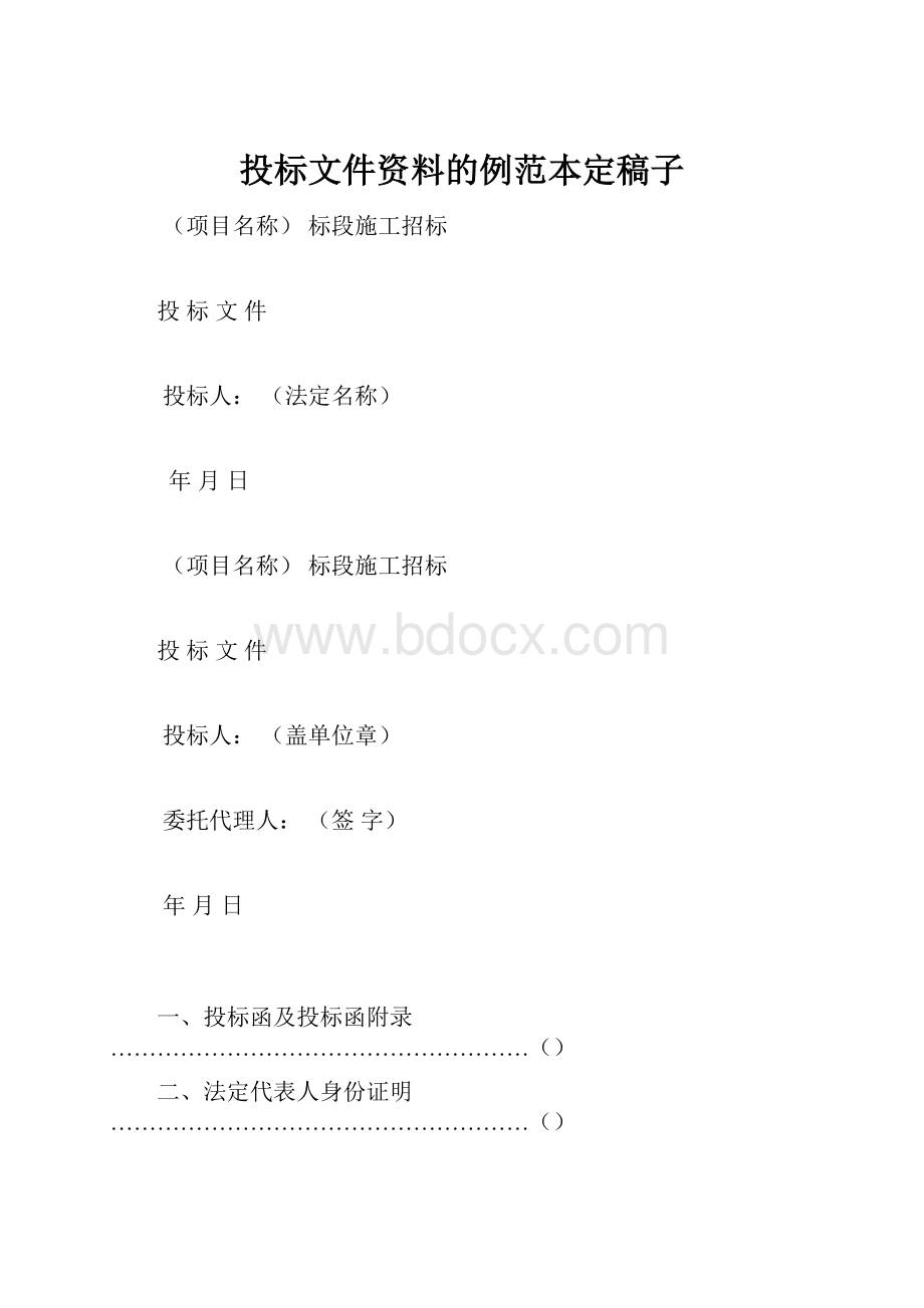 投标文件资料的例范本定稿子.docx