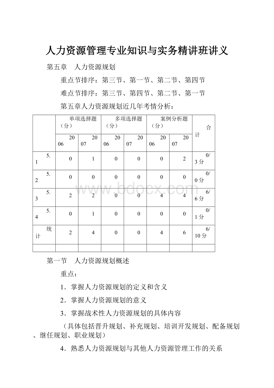 人力资源管理专业知识与实务精讲班讲义.docx