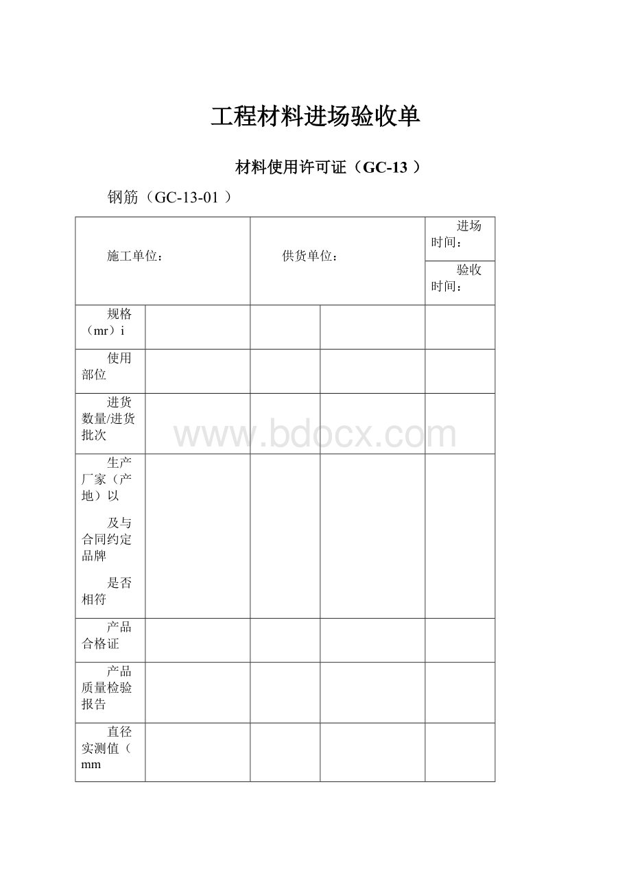 工程材料进场验收单.docx_第1页