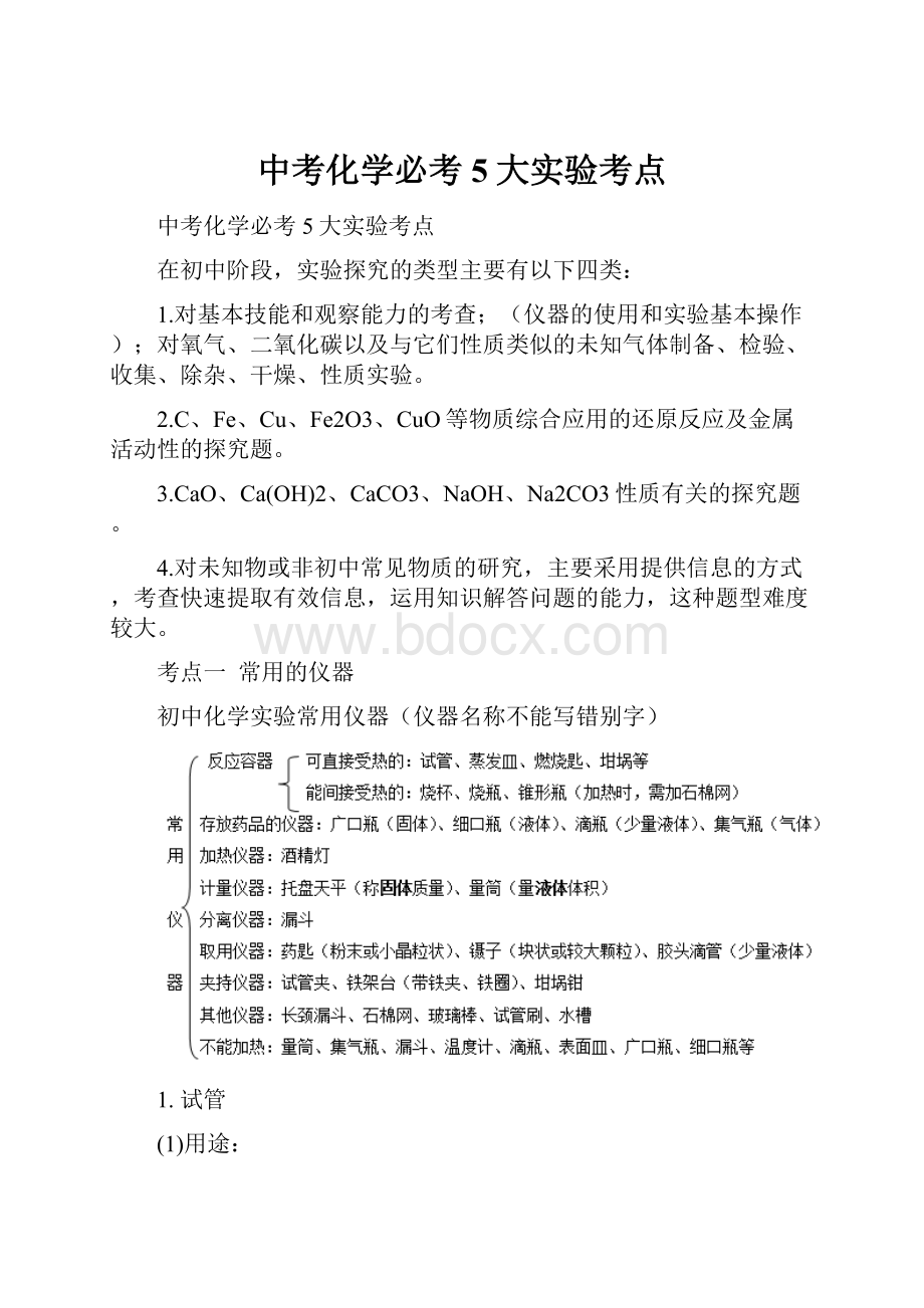 中考化学必考5大实验考点.docx