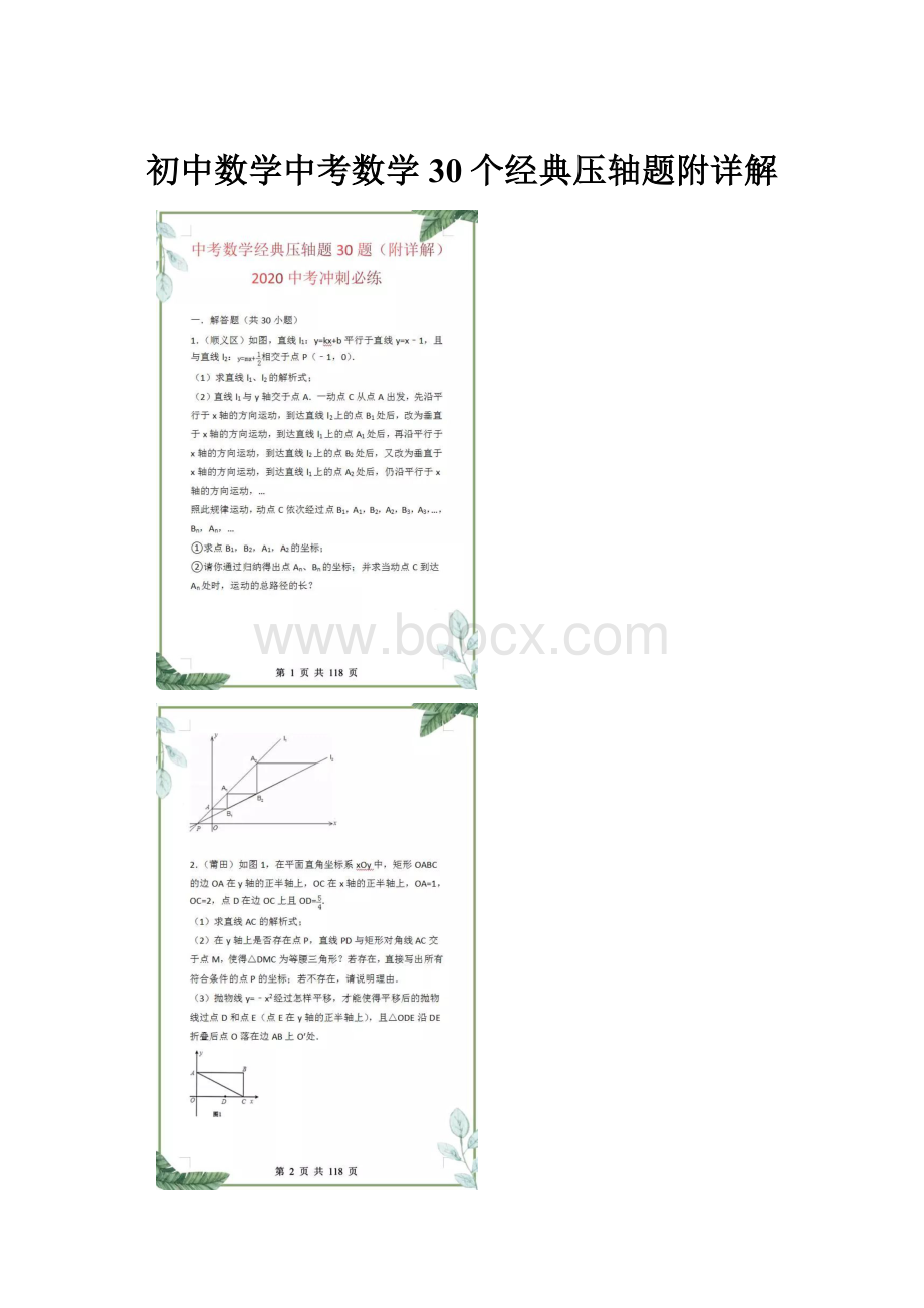 初中数学中考数学30个经典压轴题附详解.docx_第1页