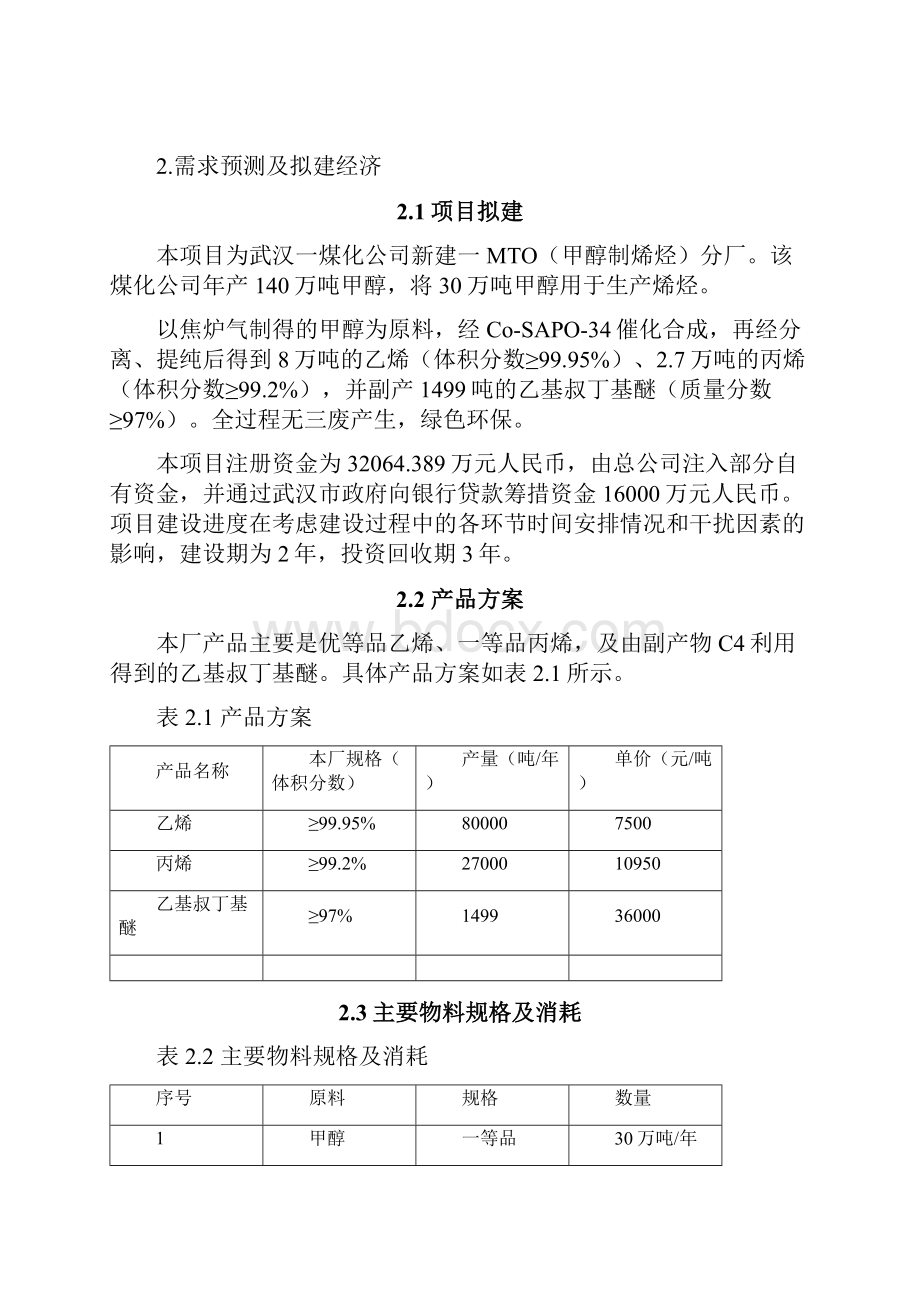 甲醇制烯烃项目可行性报告.docx_第2页