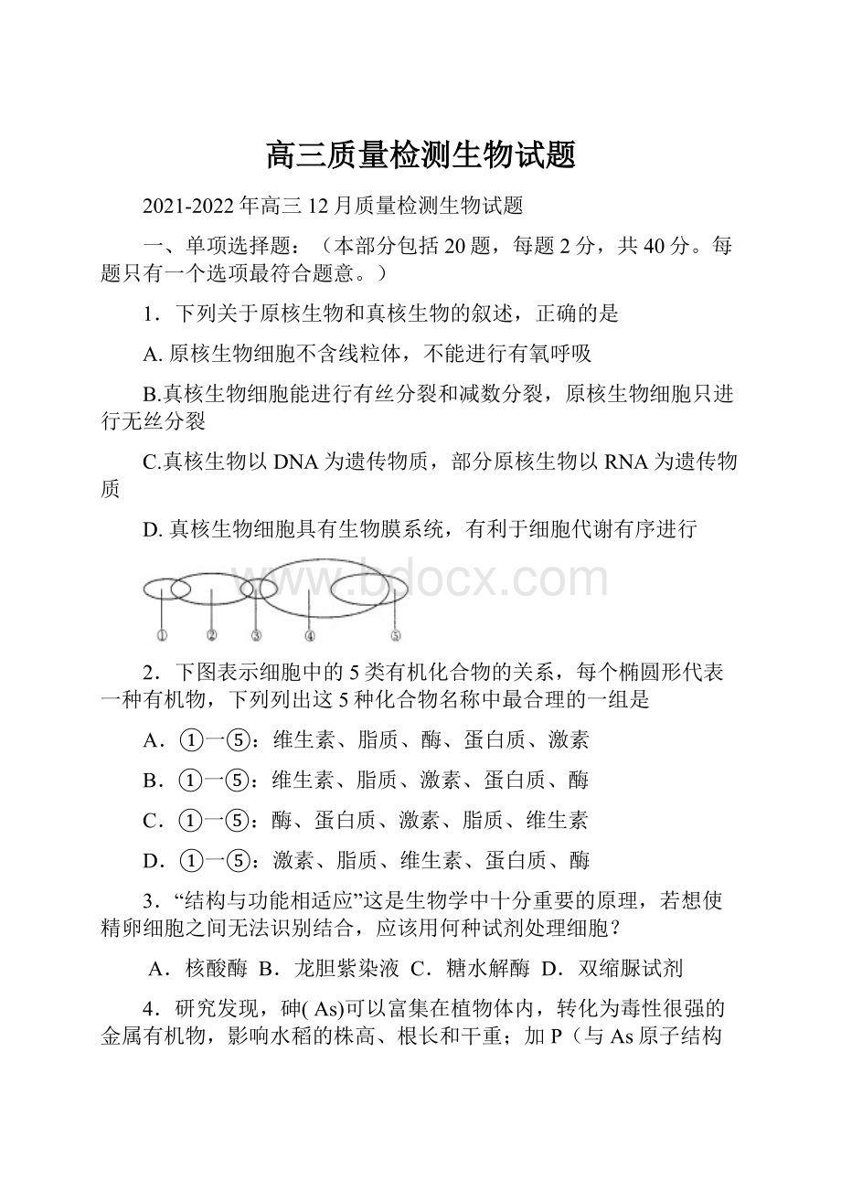 高三质量检测生物试题.docx