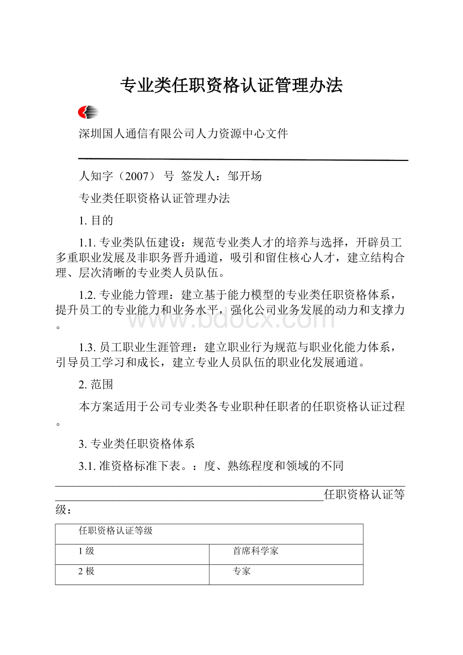 专业类任职资格认证管理办法.docx