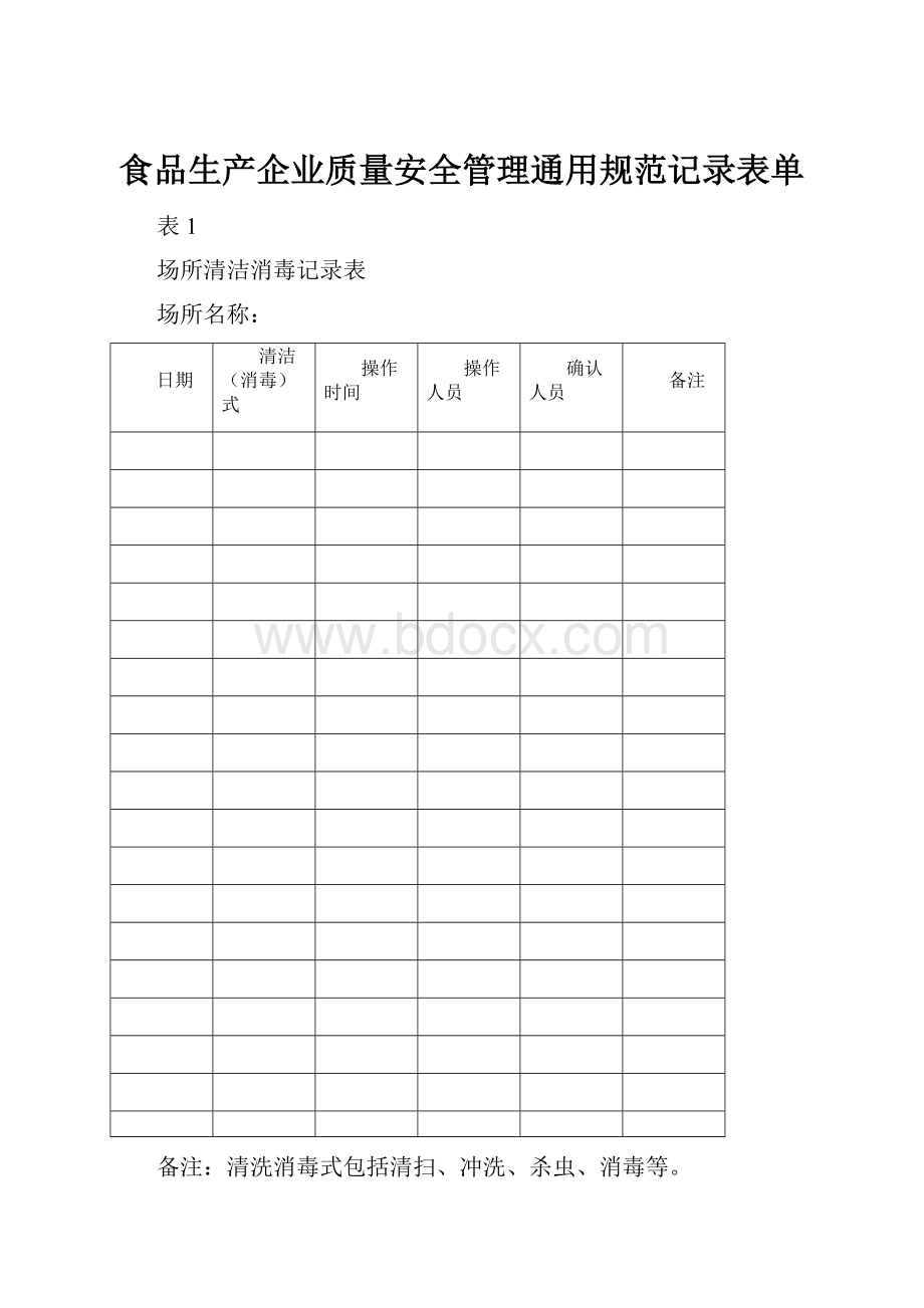 食品生产企业质量安全管理通用规范记录表单.docx