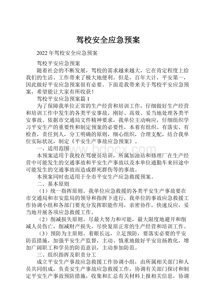 驾校安全应急预案.docx