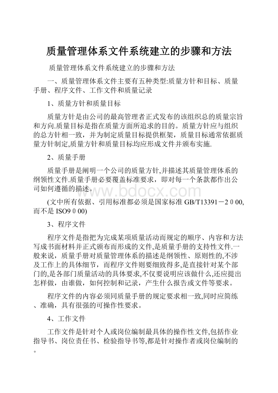 质量管理体系文件系统建立的步骤和方法.docx