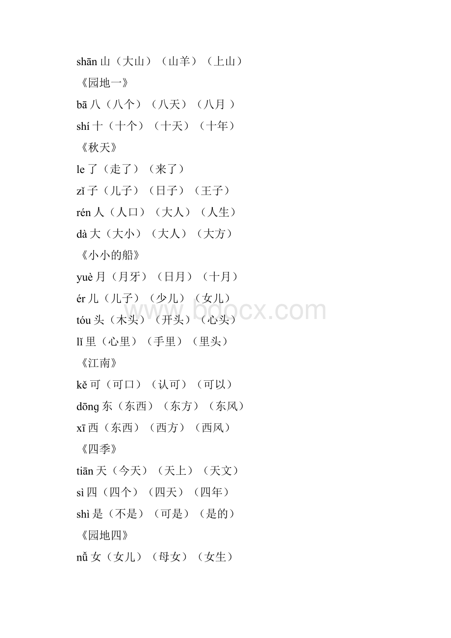 免费小学一年级语文上册生字组词+课文背诵大全.docx_第2页