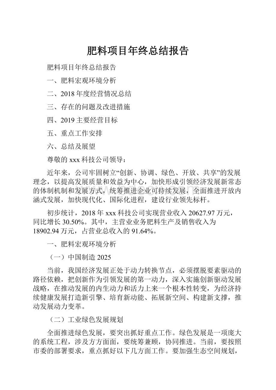 肥料项目年终总结报告.docx