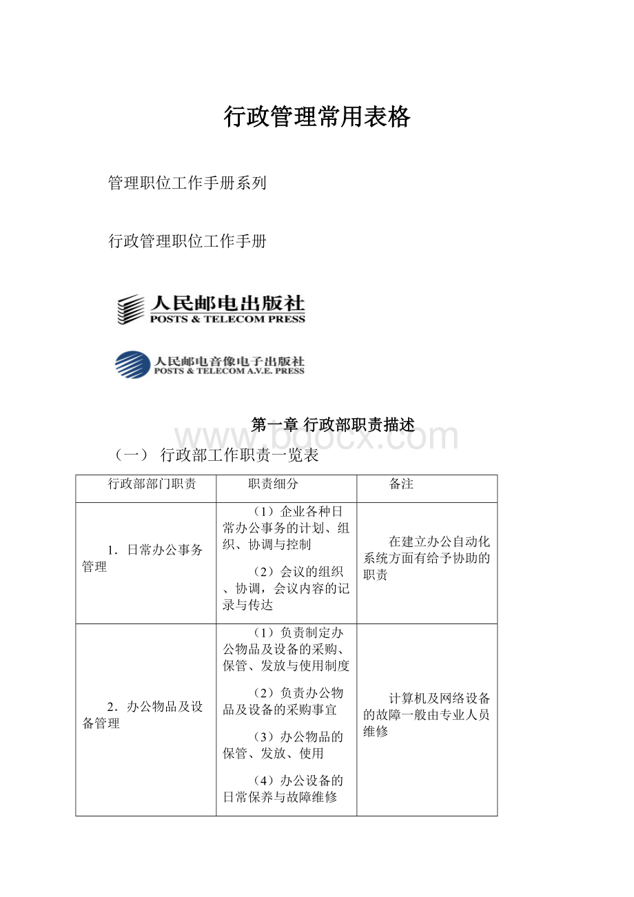 行政管理常用表格.docx