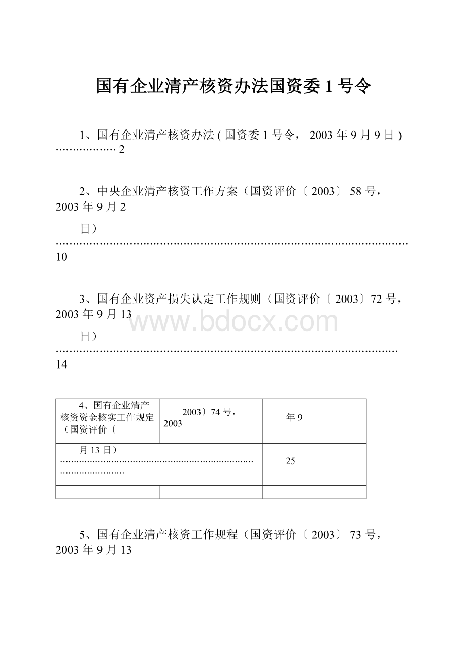 国有企业清产核资办法国资委1号令.docx_第1页