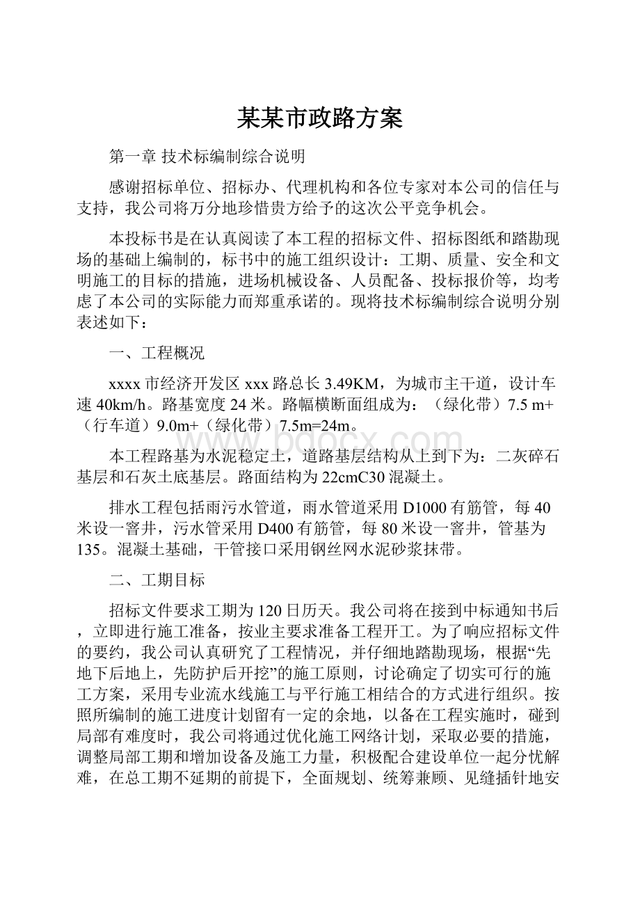 某某市政路方案.docx_第1页