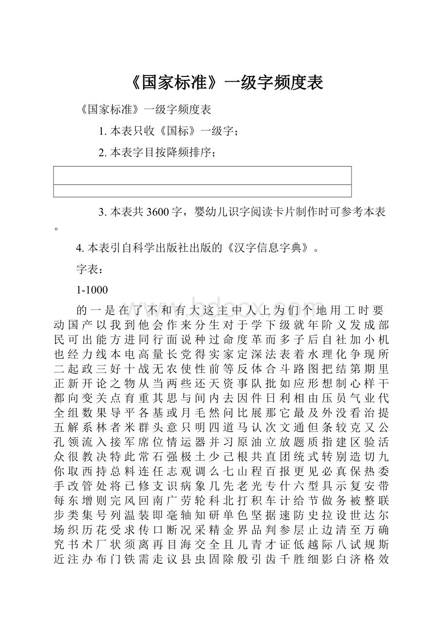 《国家标准》一级字频度表.docx