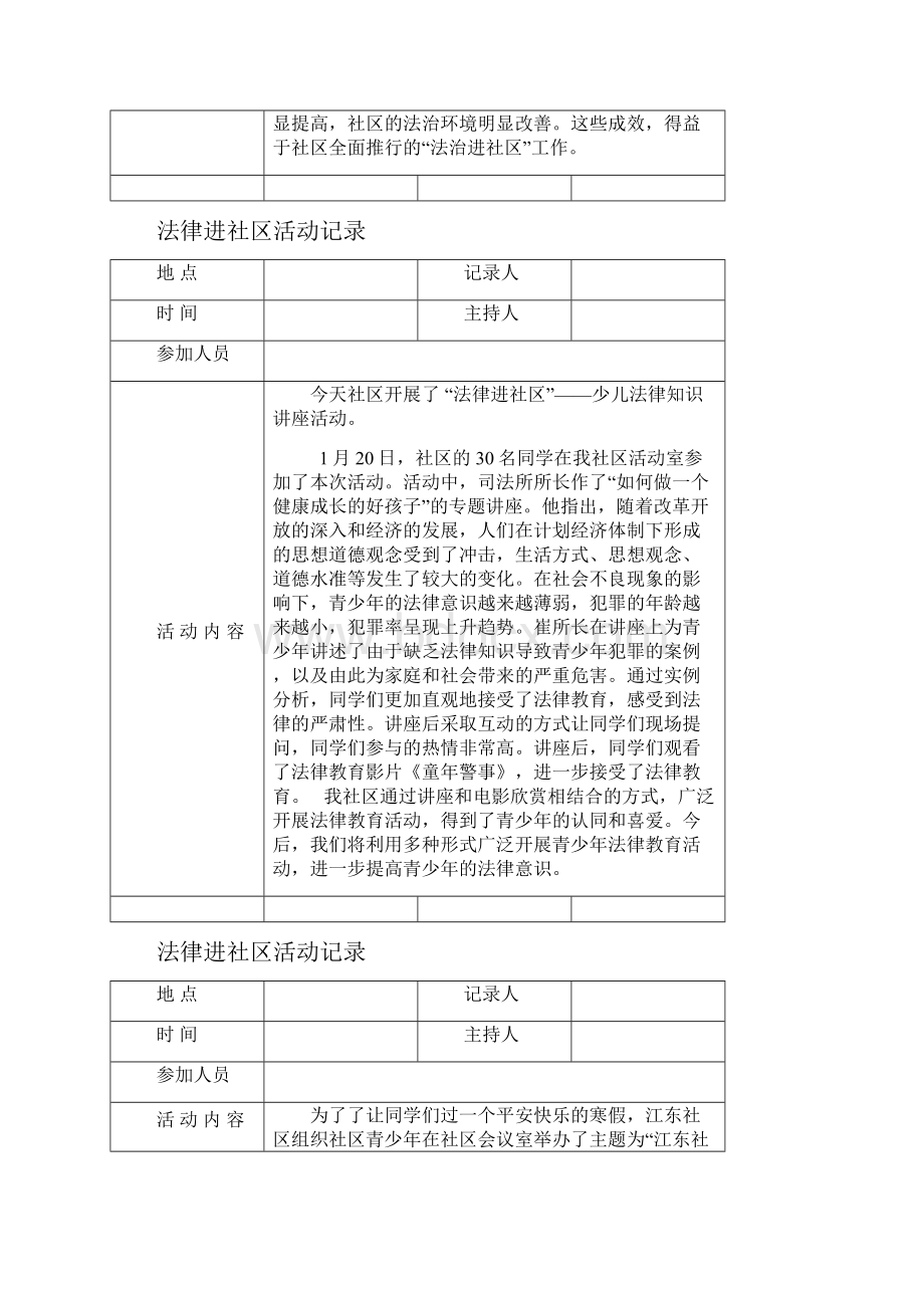 法律进社区活动记录.docx_第2页