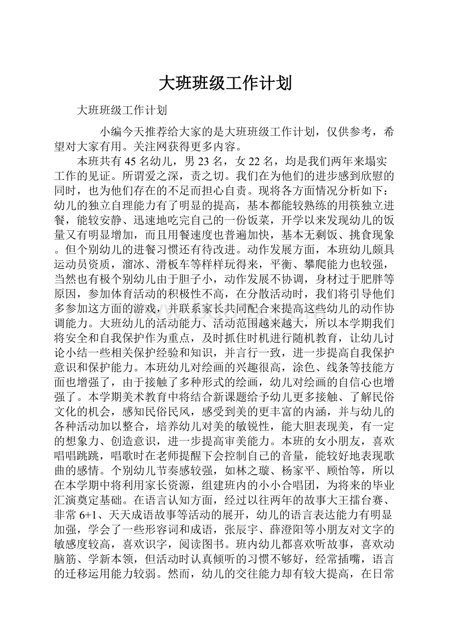 大班班级工作计划.docx