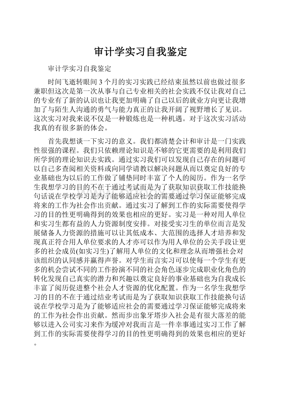 审计学实习自我鉴定.docx